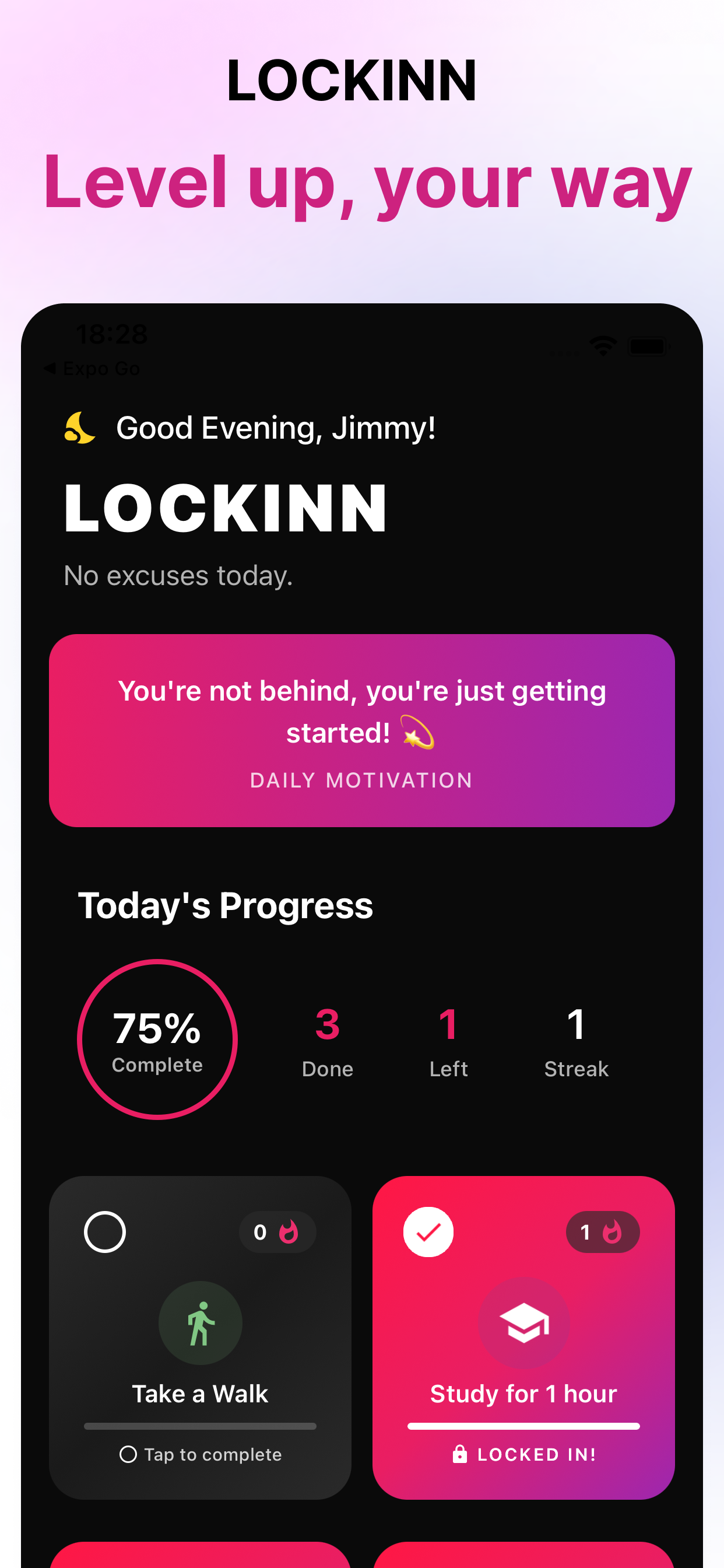 LockInn App Screenshot - Build habits that stick